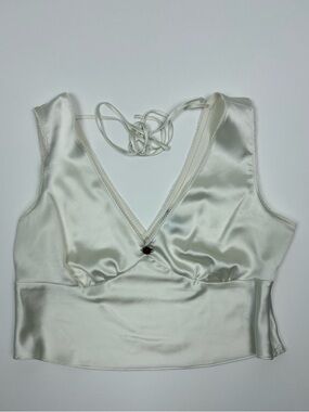 wild fable Satiny V-Neck Cami Top - Cream size L coquette Cottagecore some flaws
